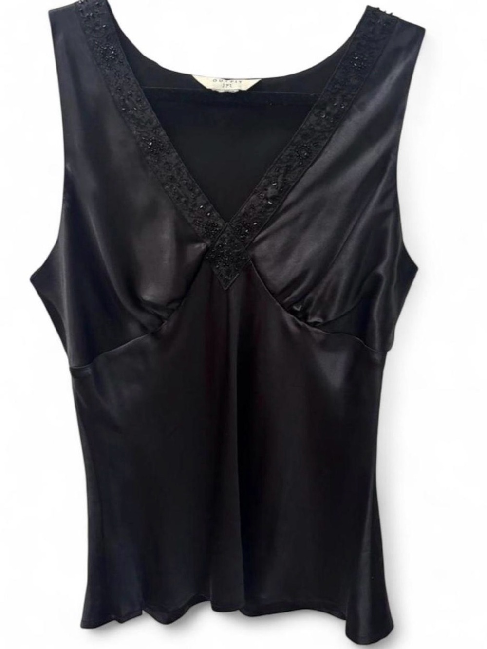 Outfit JPR Black Satin Beaded V-Neck Sleeveless Top